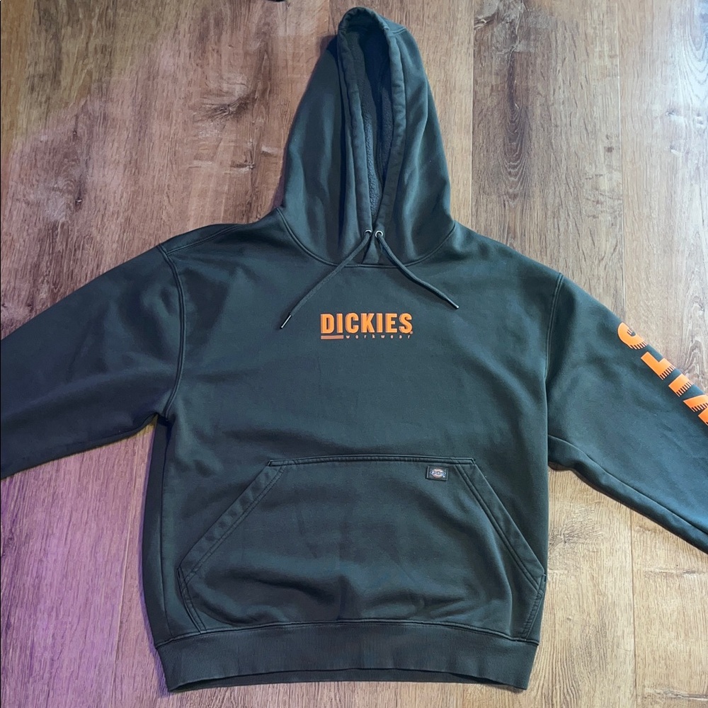 Dickies Dark Green Hoodie with Bold Orange Accents